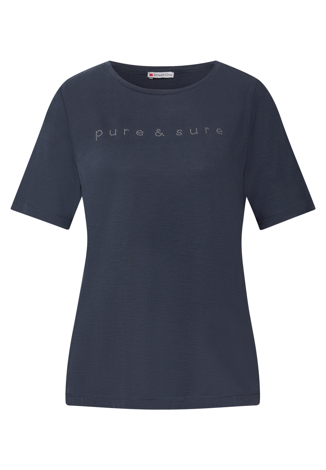 Street One Damen T-Shirt mit Schmucksteinen und Silk-Look-Qualität