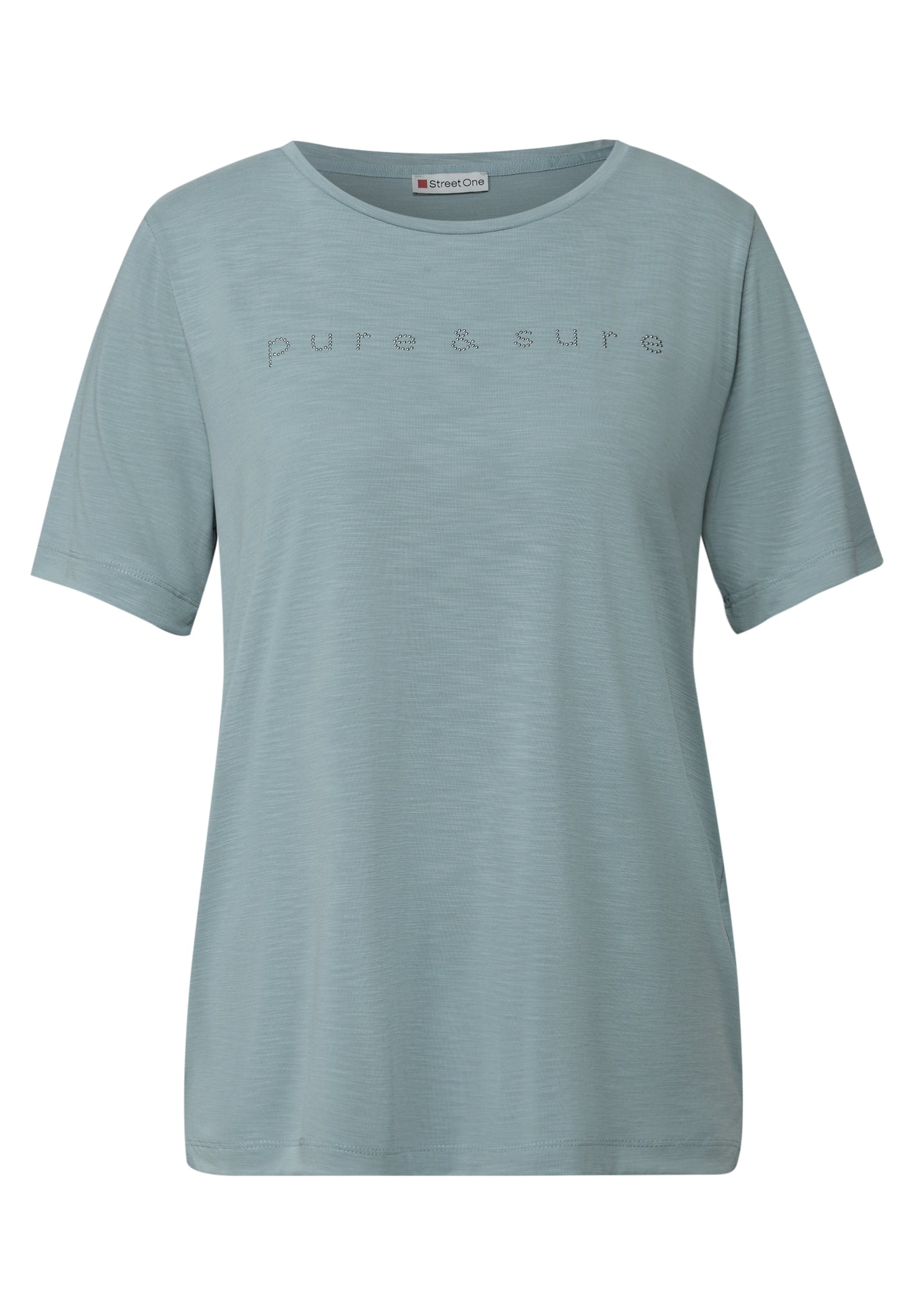 Street One Damen T-Shirt mit Schmucksteinen und Silk-Look-Qualität