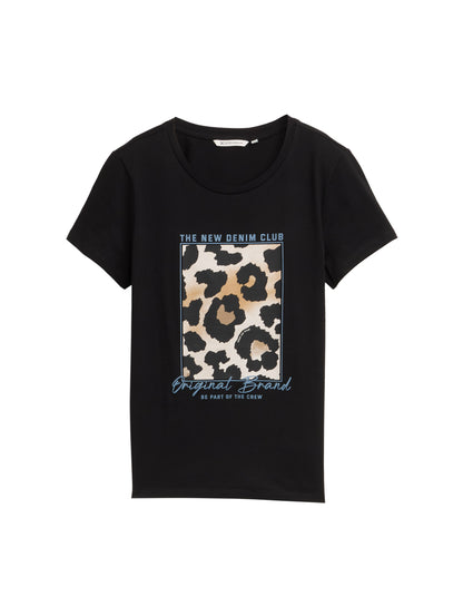 Tom Tailor Denim T-Shirt Damen Leoparden-Print Baumwolle