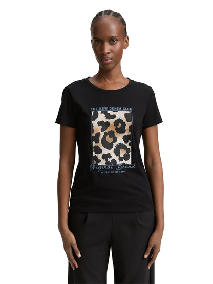 Tom Tailor Denim T-Shirt Damen Leoparden-Print Baumwolle
