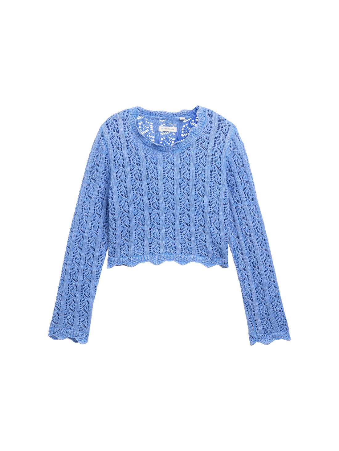 Tom Tailor Denim Cropped Pullover Kinder Lochmuster Gewellte Saumkanten