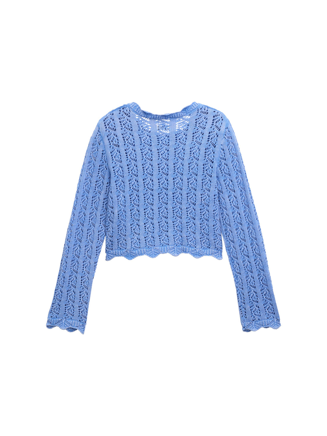 Tom Tailor Denim Cropped Pullover Kinder Lochmuster Gewellte Saumkanten