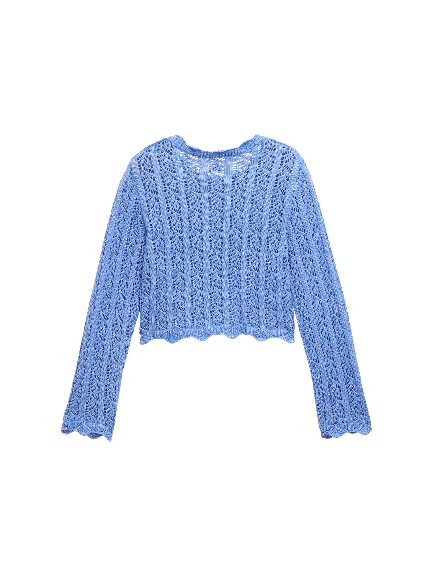 Tom Tailor Denim Cropped Pullover Kinder Lochmuster Gewellte Saumkanten