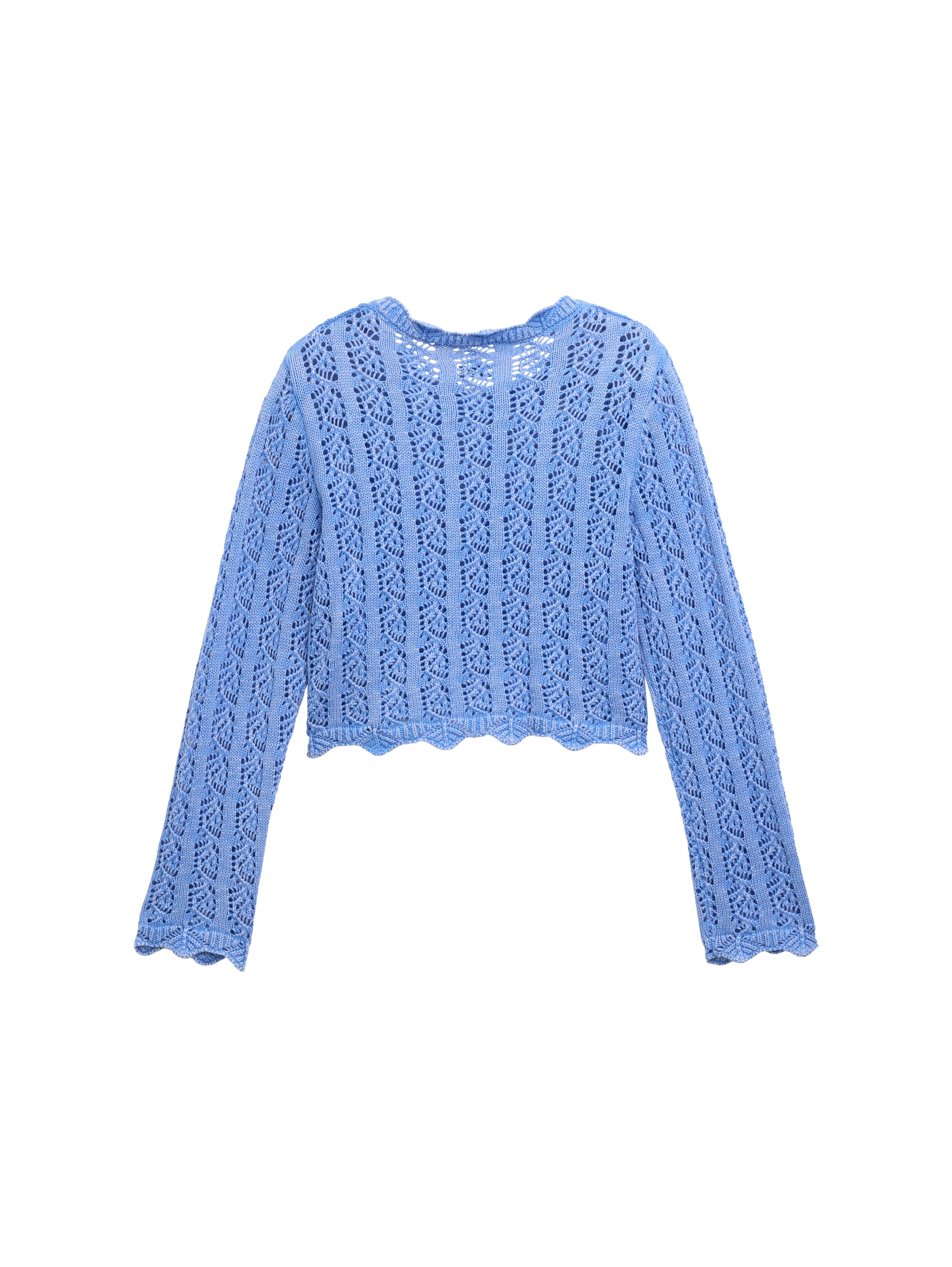 Tom Tailor Denim Cropped Pullover Kinder Lochmuster Gewellte Saumkanten