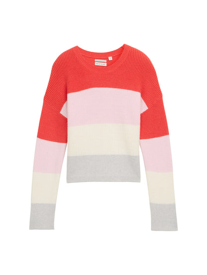Tom Tailor Denim Cropped Pullover Kinder Colour Blocking Rippbündchen