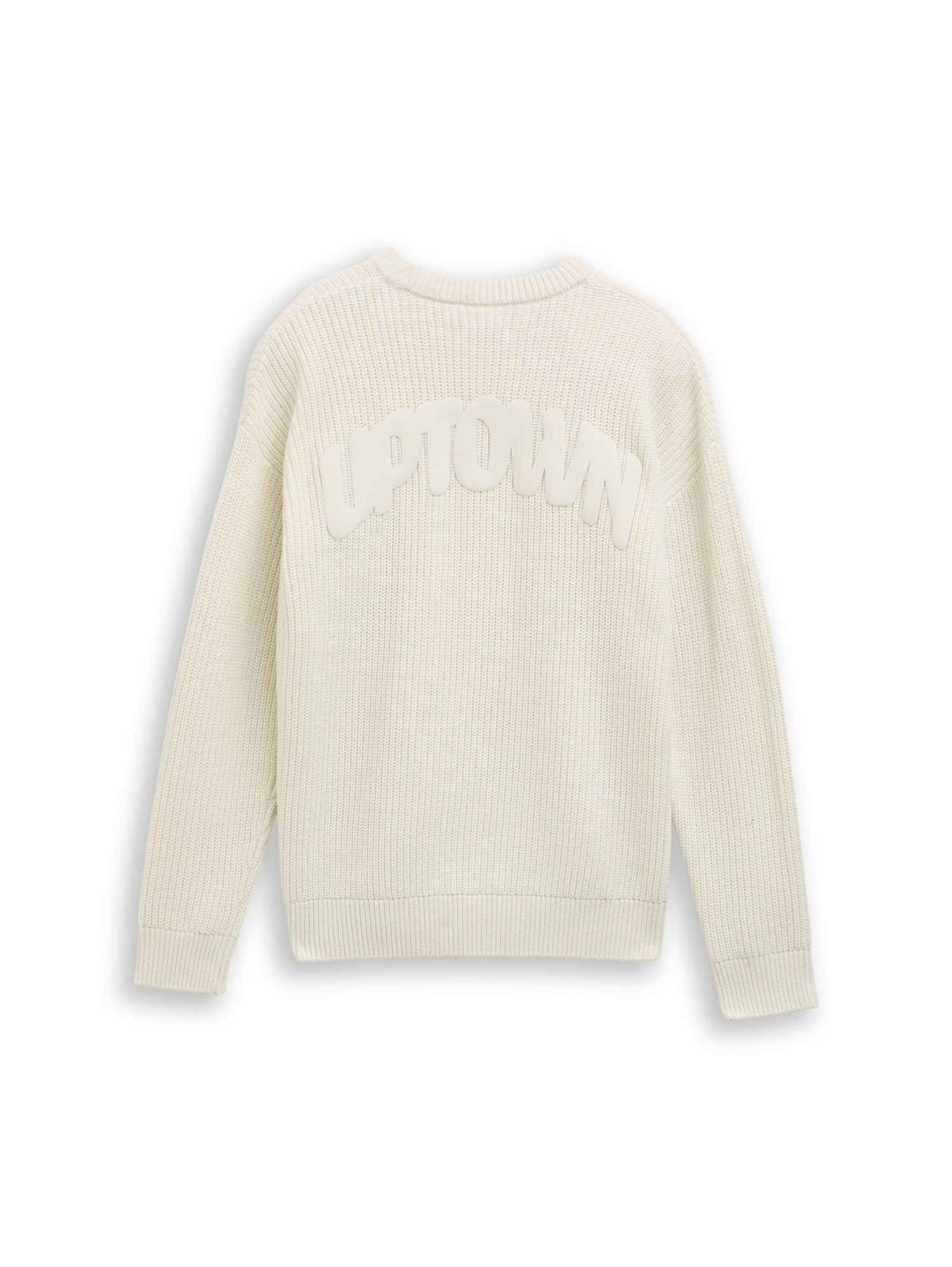 Tom Tailor Denim Kinder Strickpullover mit Schriftzug und überschnittener Schulternaht