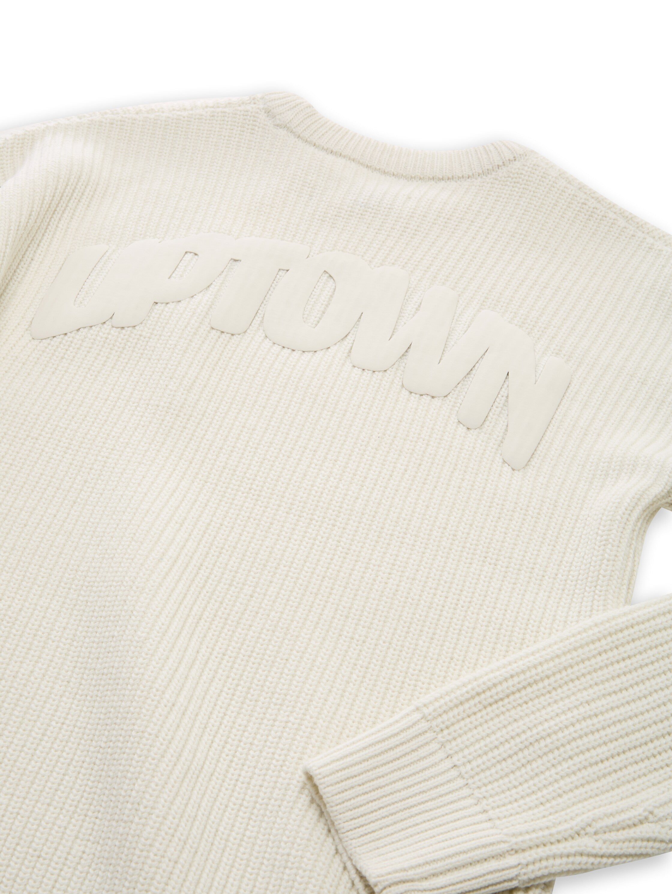 Tom Tailor Denim Kinder Strickpullover mit Schriftzug und überschnittener Schulternaht