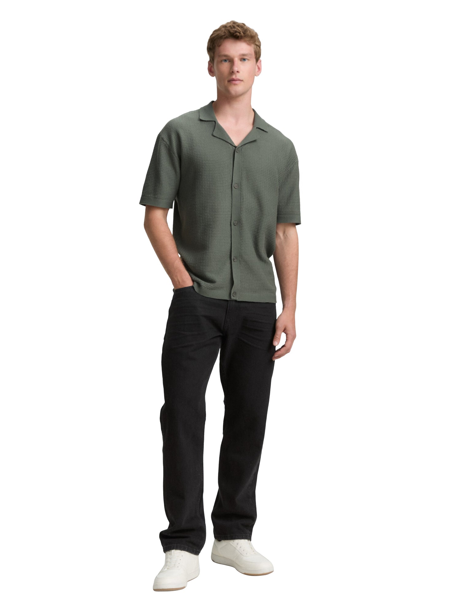 Tom Tailor Denim Strick-Hemd Resort-Kragen Baumwolle Erwachsene