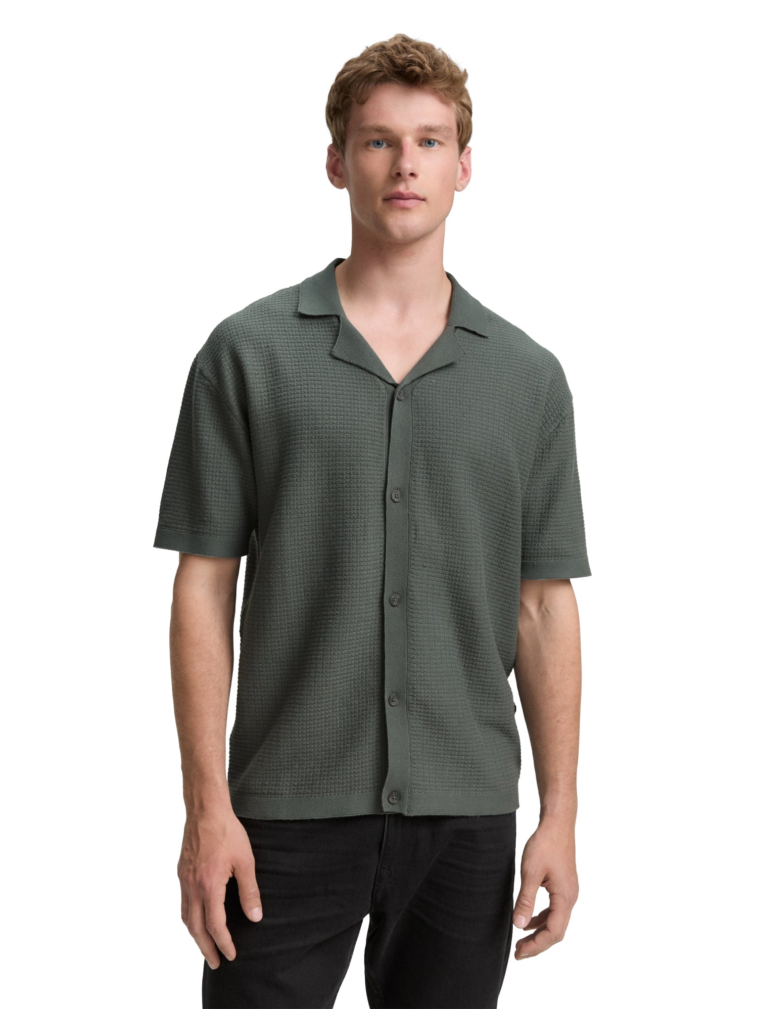 Tom Tailor Denim Strick-Hemd Resort-Kragen Baumwolle Erwachsene