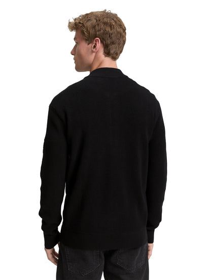 Tom Tailor Bomber Strickjacke für Herren mit Logo-Badge aus Baumwolle