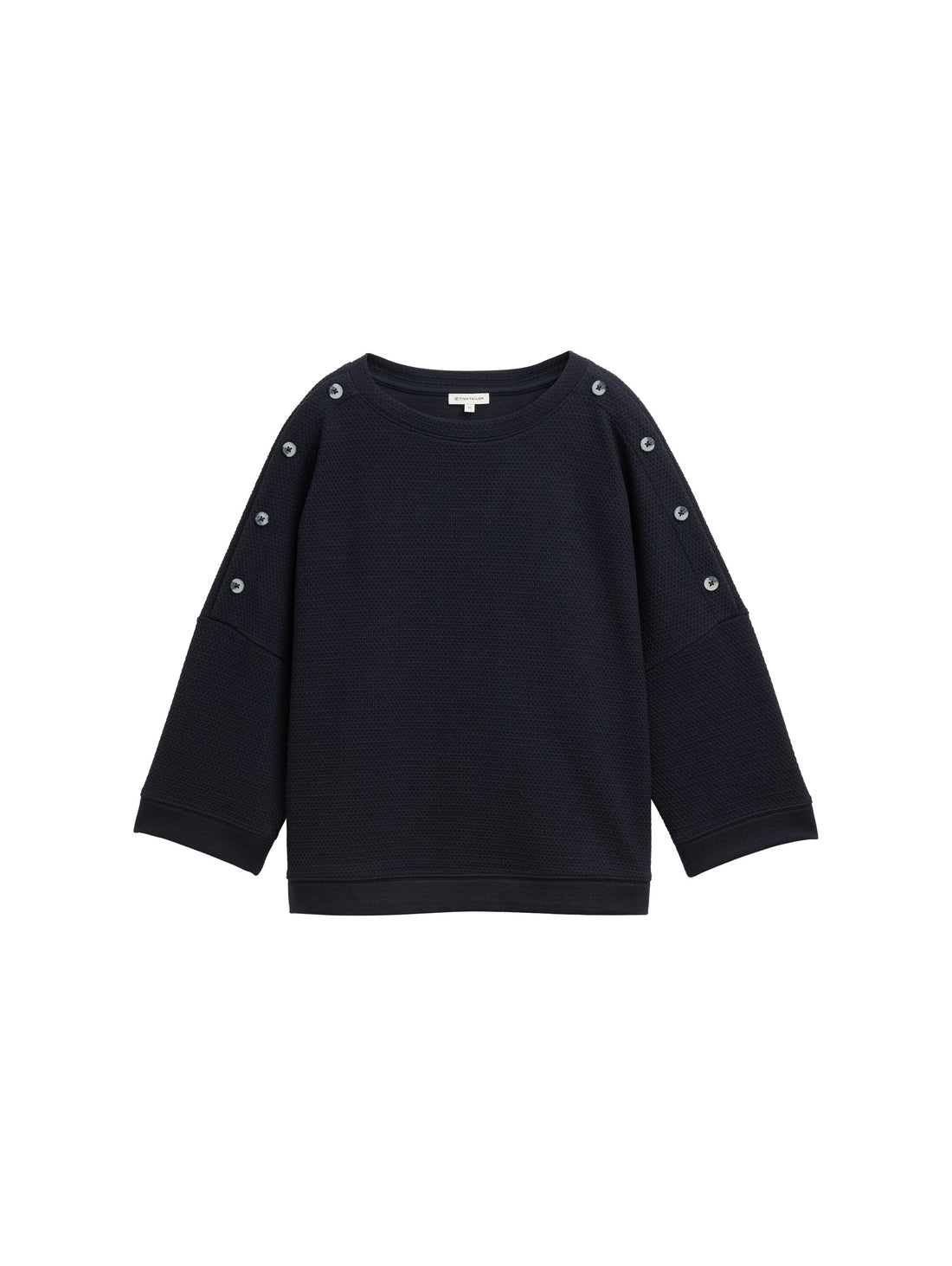 Tom Tailor Denim Sweatshirt Jacquard mit dekorativen Knöpfen Damen Strukturiert