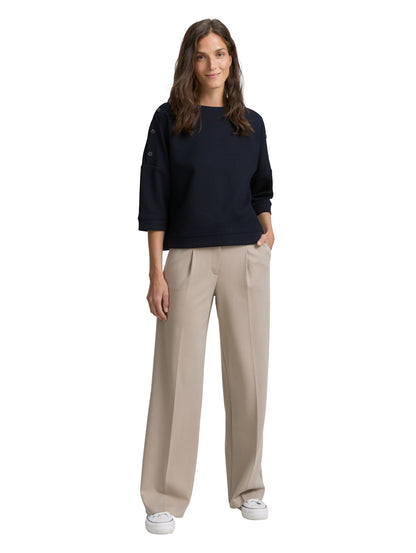 Tom Tailor Denim Sweatshirt Jacquard mit dekorativen Knöpfen Damen Strukturiert