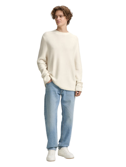 Tom Tailor Denim Male Erwachsene Pullover mit gerollten Saumkanten aus strukturiertem Stoff