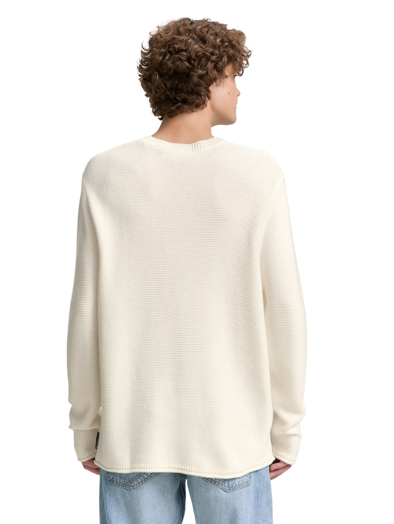 Tom Tailor Denim Male Erwachsene Pullover mit gerollten Saumkanten aus strukturiertem Stoff