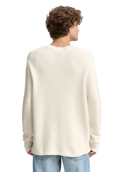 Tom Tailor Denim Male Erwachsene Pullover mit gerollten Saumkanten aus strukturiertem Stoff