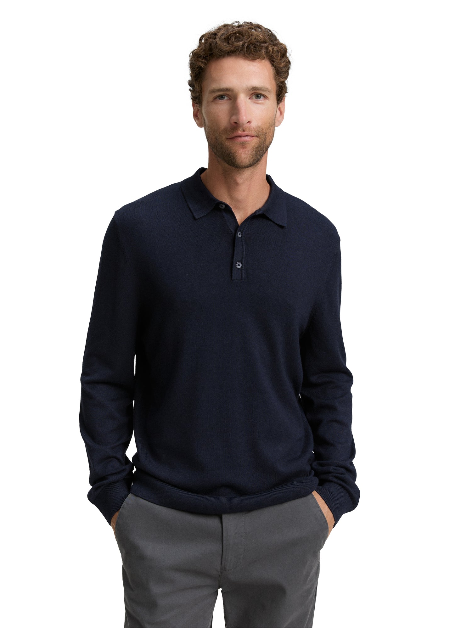 Tom Tailor Denim Strickpullover mit Polokragen für Herren aus superweicher Viskose-Polyamid-Mischung