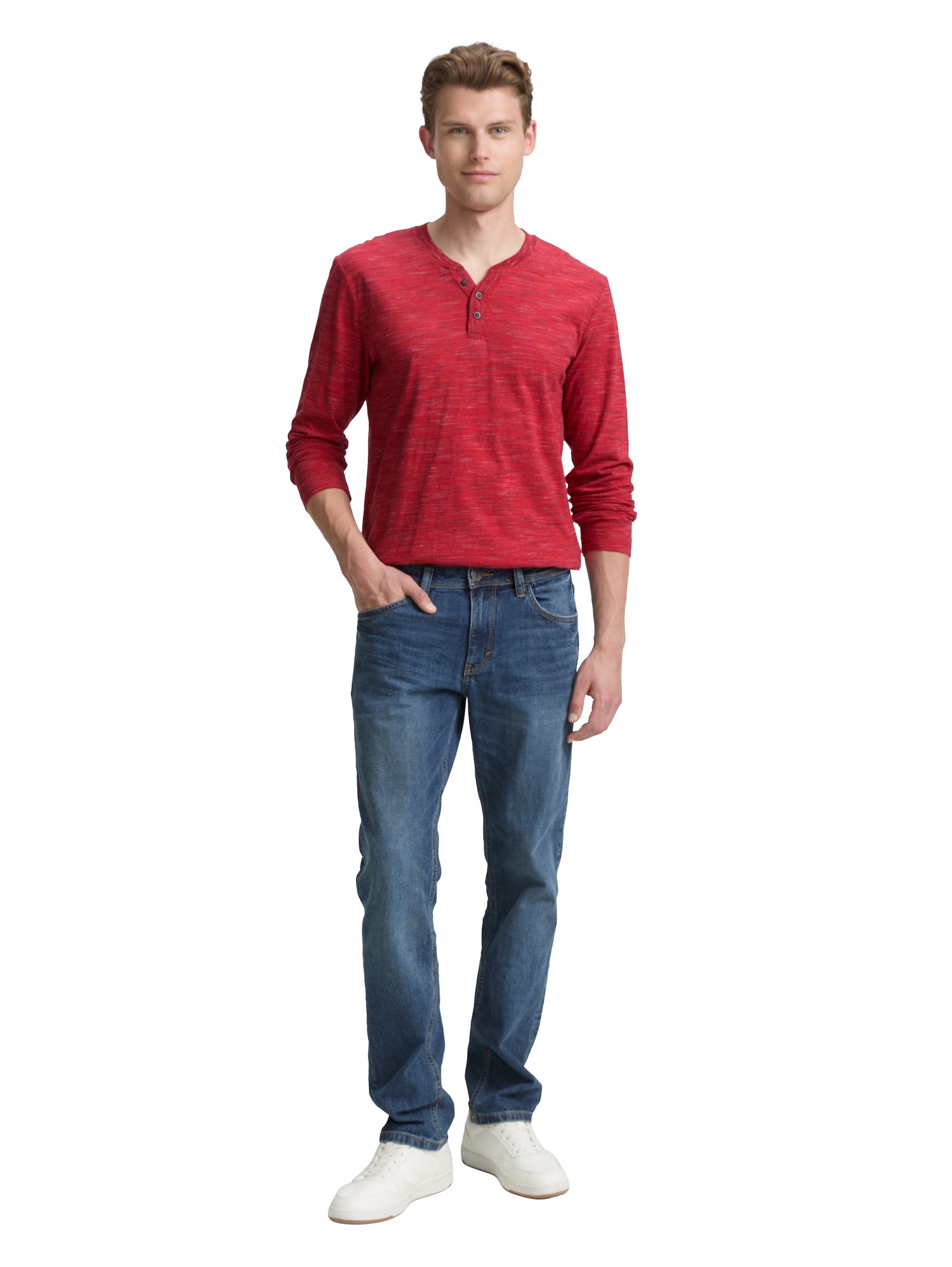 Tom Tailor Denim Henley Longsleeve Herren Jersey Mélange