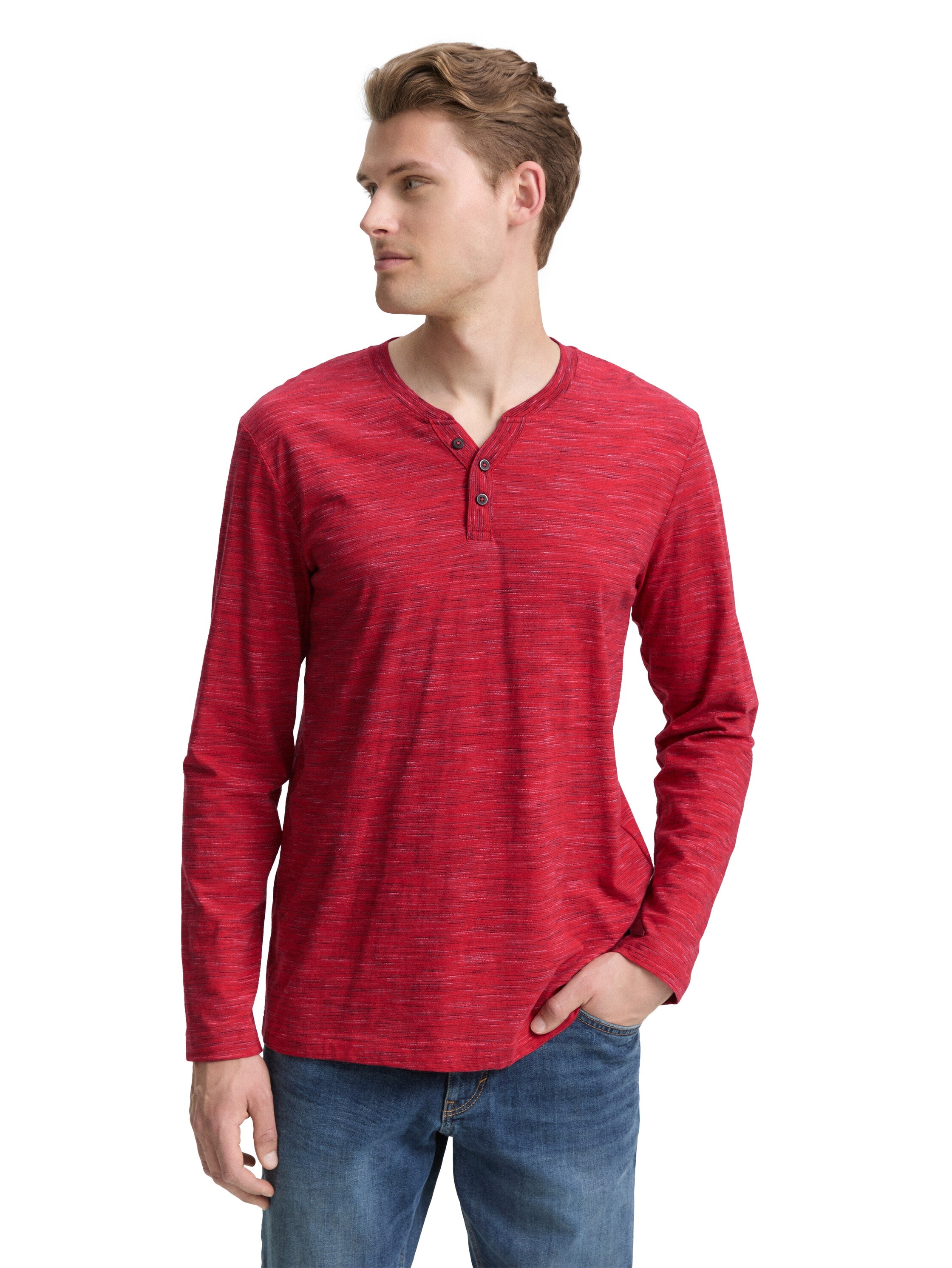 Tom Tailor Denim Henley Longsleeve Herren Jersey Mélange