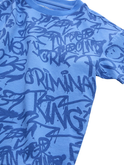 Tom Tailor Denim Male Kinder Oversized T-Shirt mit Allover-Print