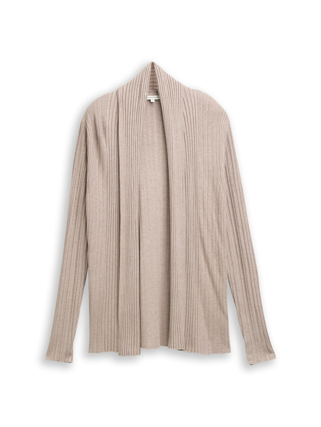 Tom Tailor Denim Offene Strickjacke Female mit Schalkragen und Rippstruktur