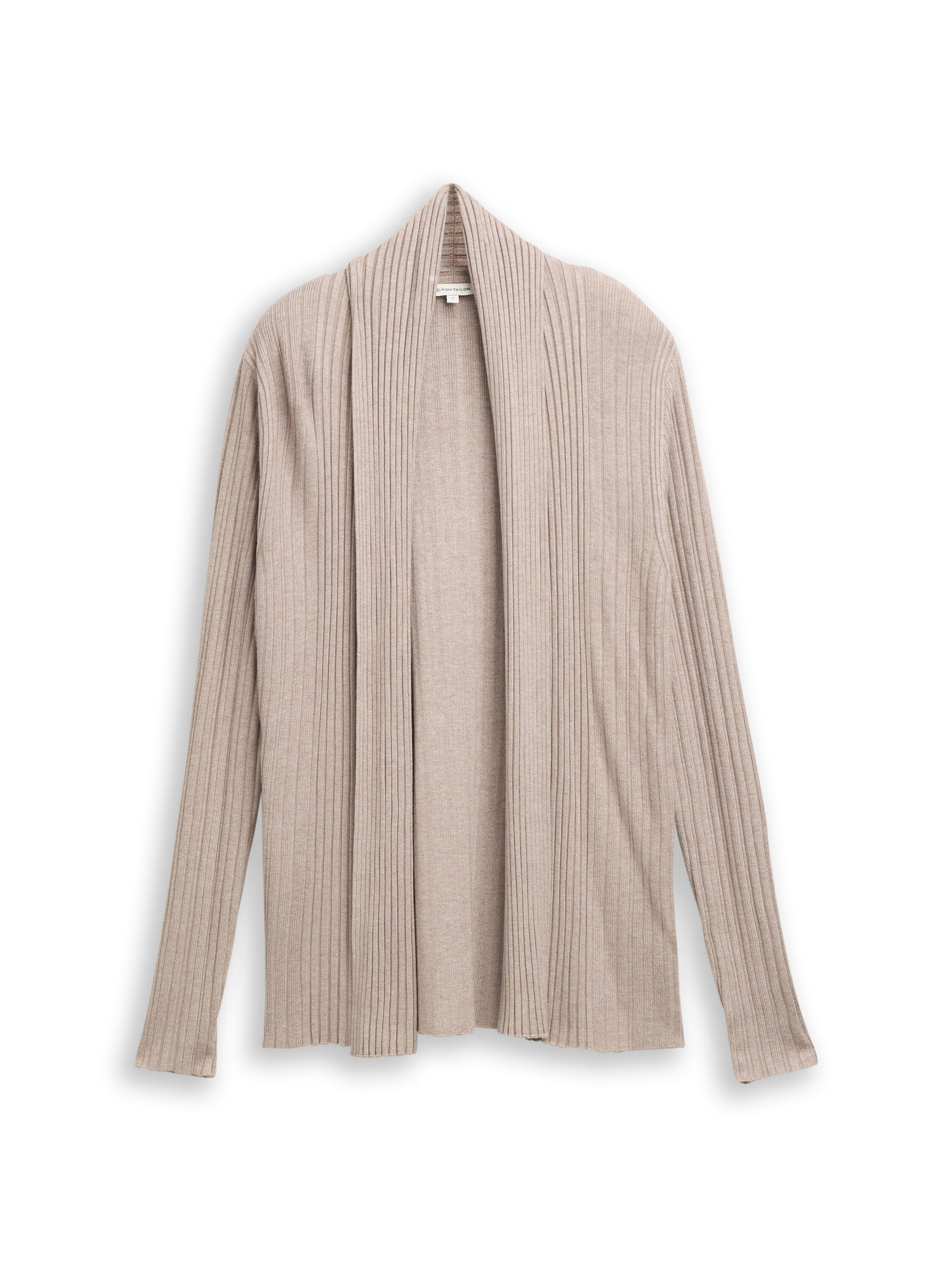 Tom Tailor Denim Offene Strickjacke Female mit Schalkragen und Rippstruktur