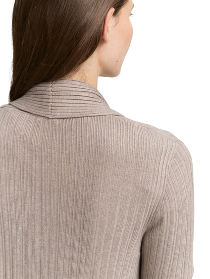 Tom Tailor Denim Offene Strickjacke Female mit Schalkragen und Rippstruktur