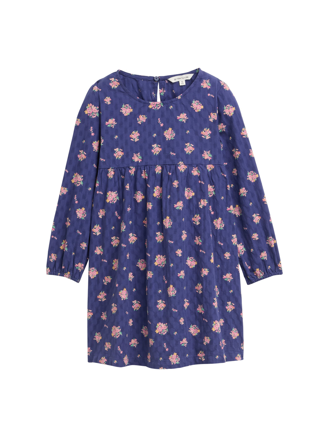 Tom Tailor Denim Kinder Kleid mit Blumen-Allover-Print und elastischem Ärmelsaum