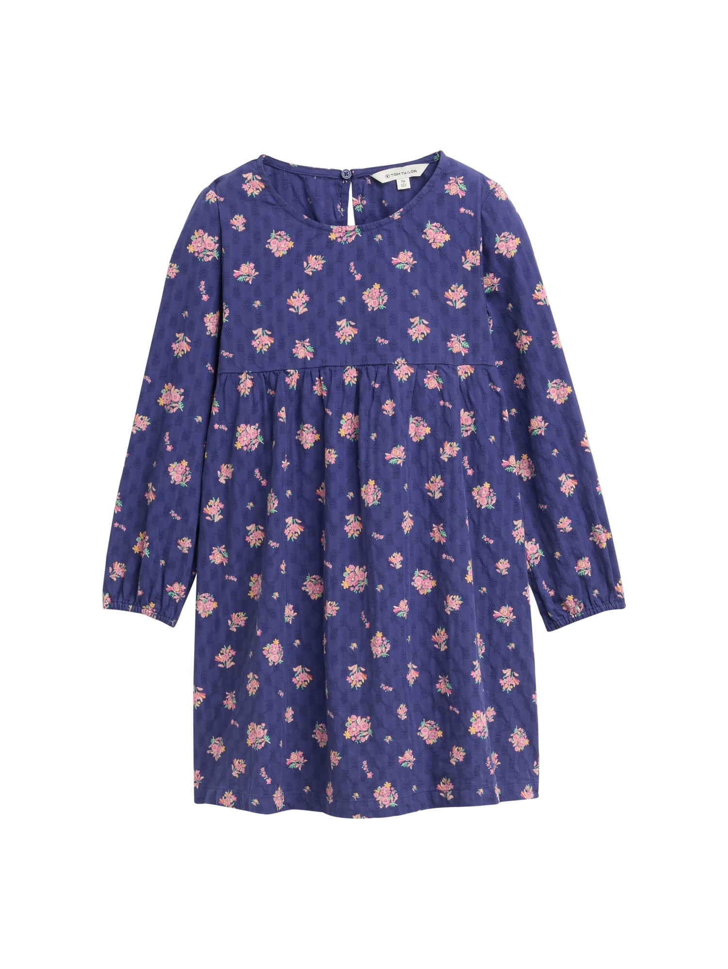 Tom Tailor Denim Kinder Kleid mit Blumen-Allover-Print und elastischem Ärmelsaum