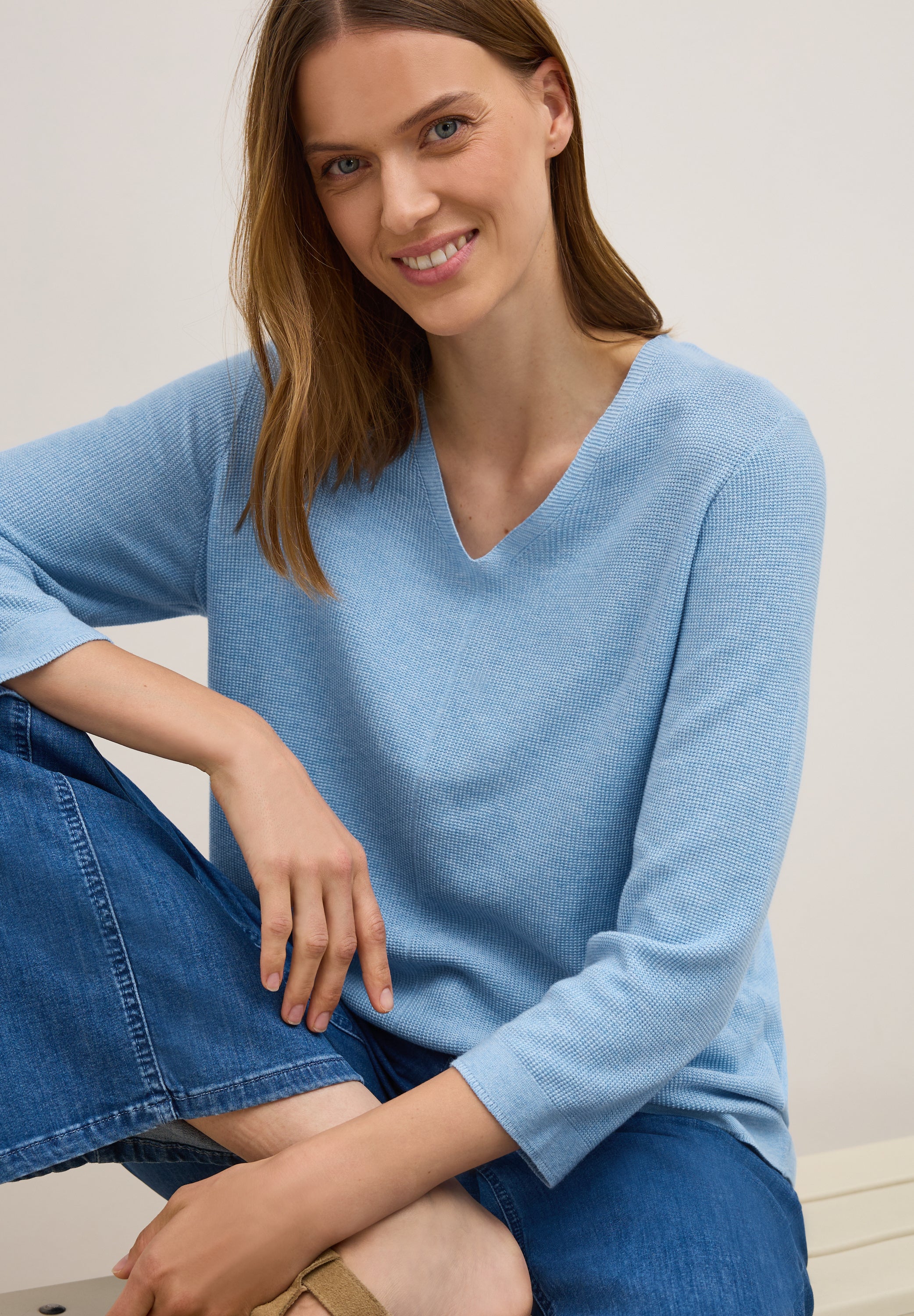 CECIL Damenpullover 3/4 Arm V-Ausschnitt Angenehme Strickqualität