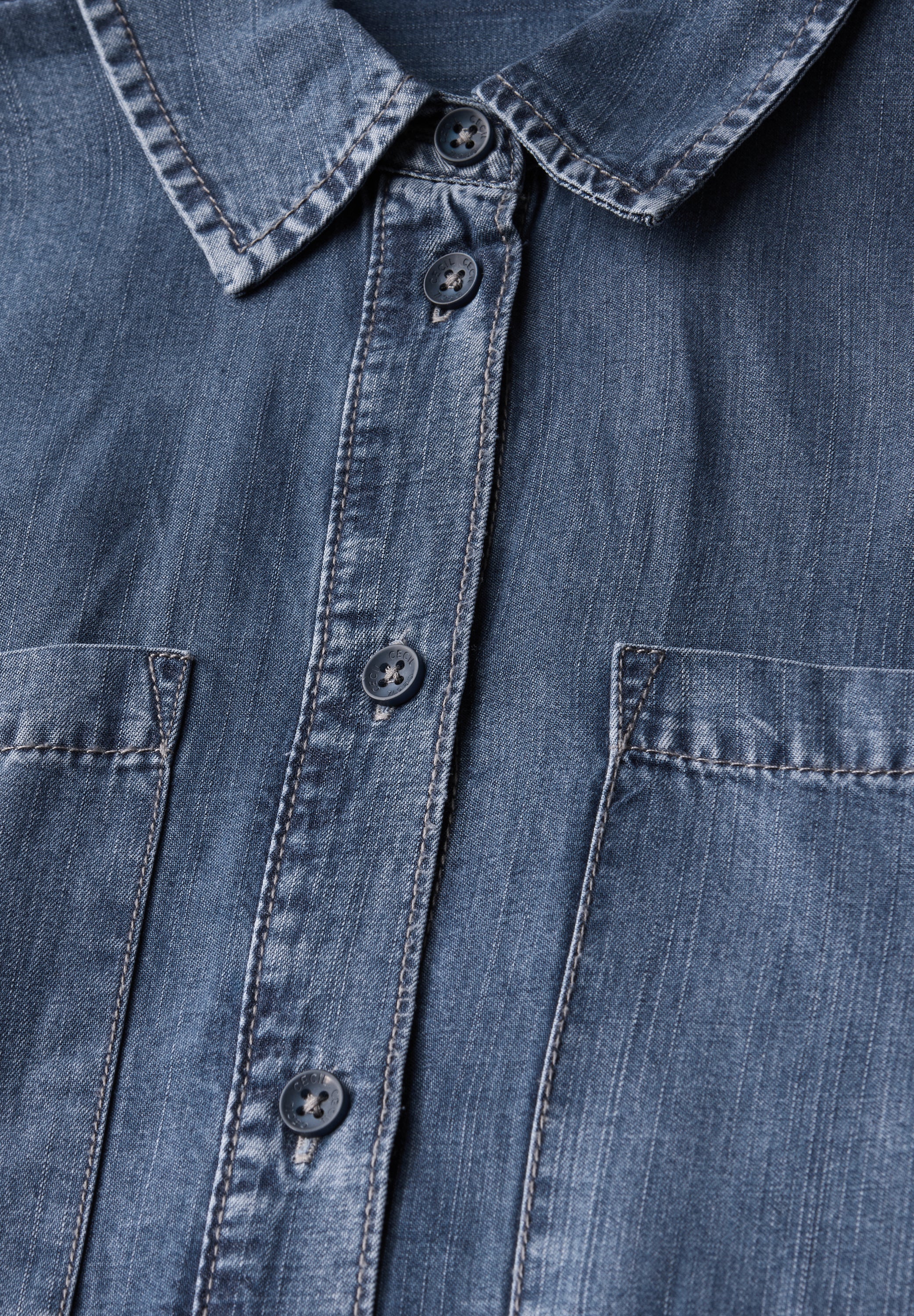 CECIL Hemdblusenkleid Damen - Lässiger Denim-Look
