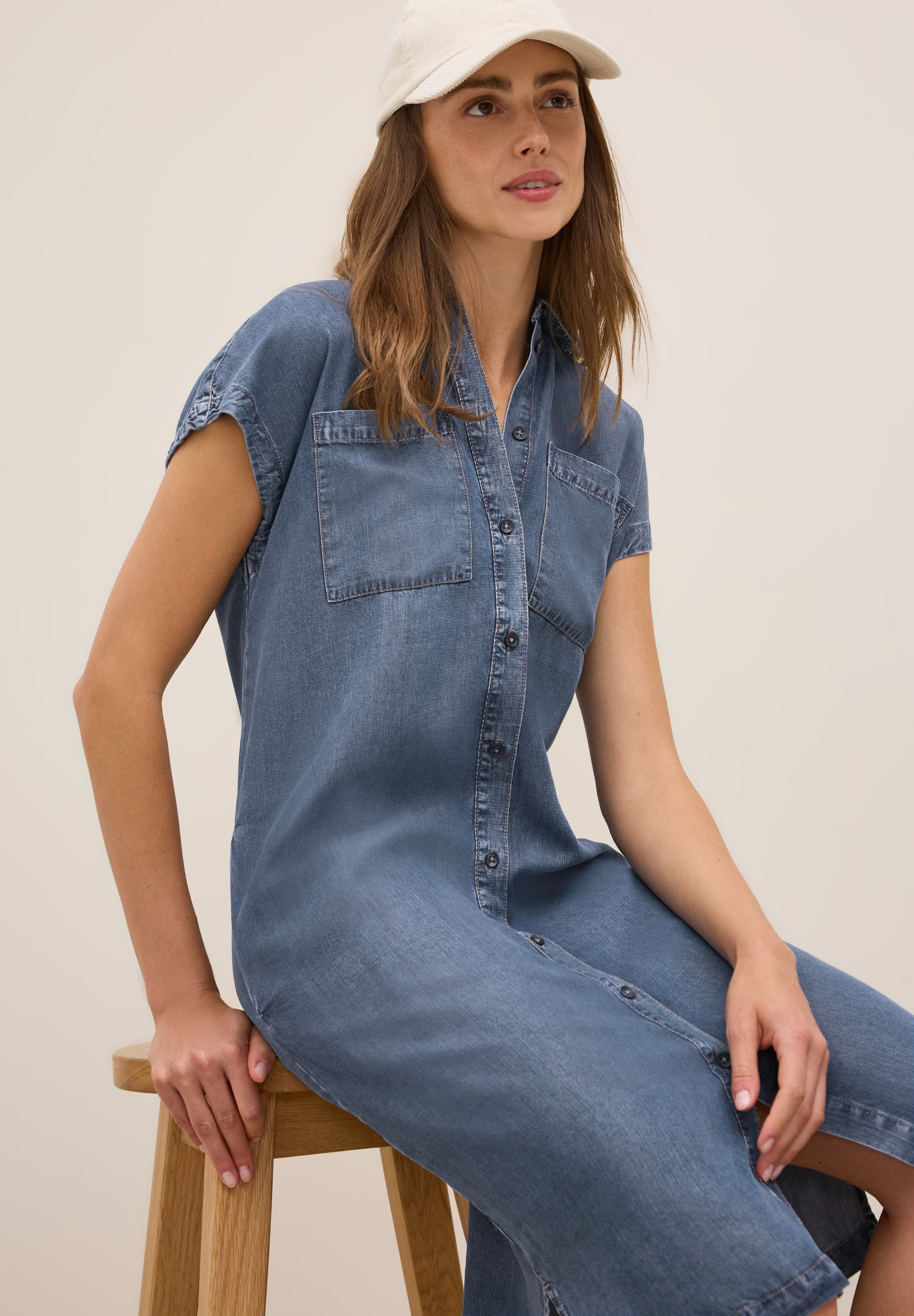 CECIL Hemdblusenkleid Damen - Lässiger Denim-Look