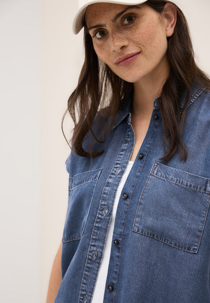 CECIL Denim Bluse Damen Sportiv-Lässiger Stil
