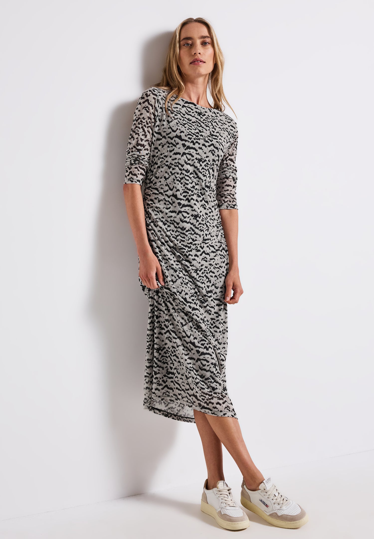 Street One Mesh-Kleid Damen Raffungen U-Boot-Ausschnitt