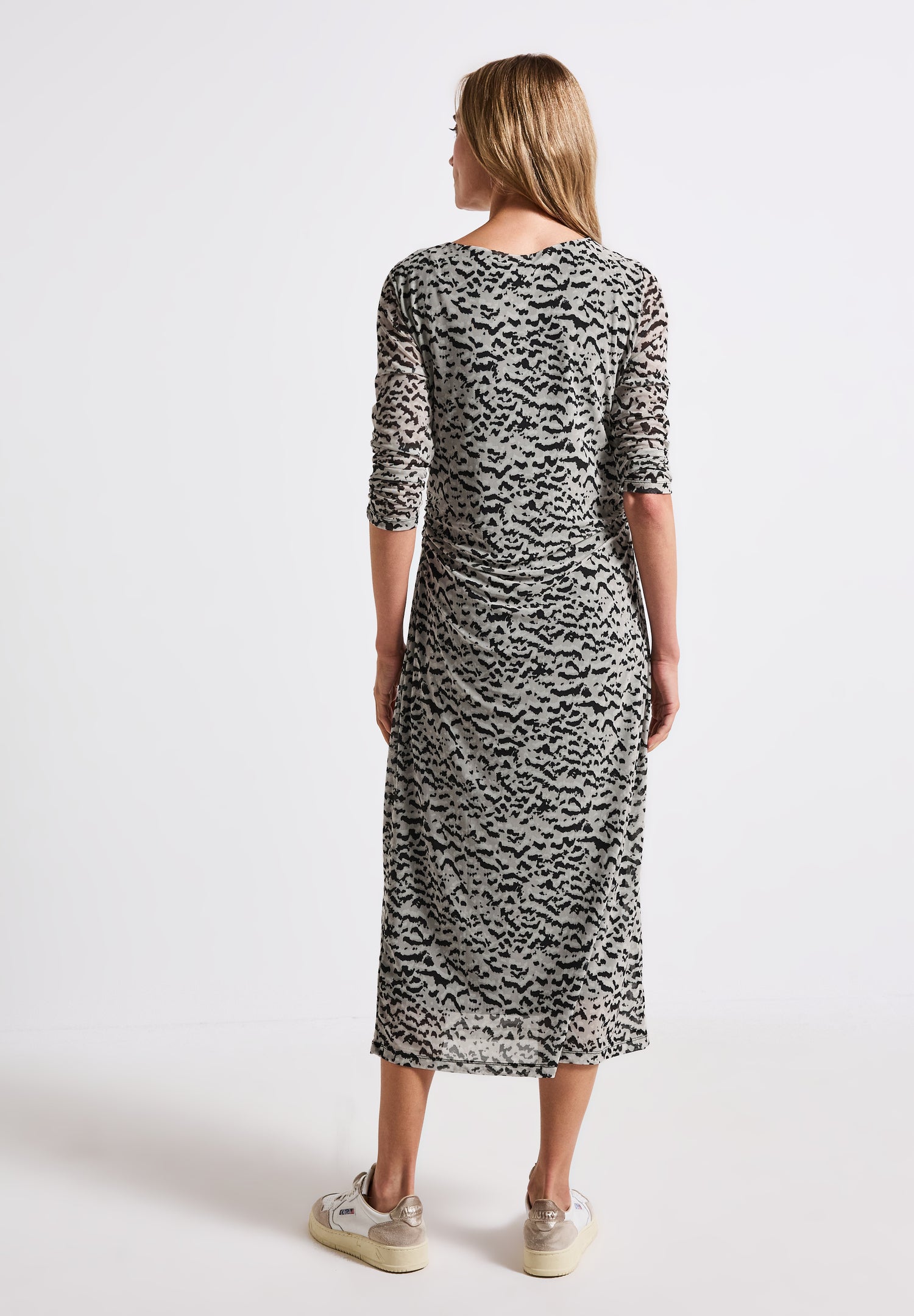 Street One Mesh-Kleid Damen Raffungen U-Boot-Ausschnitt