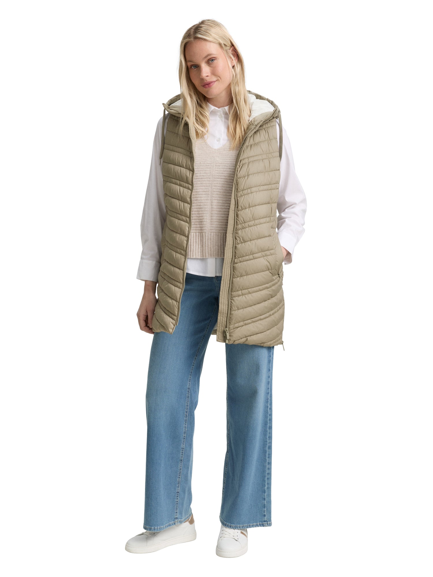Tom Tailor Denim Lange Weste Damen Wasserabweisend