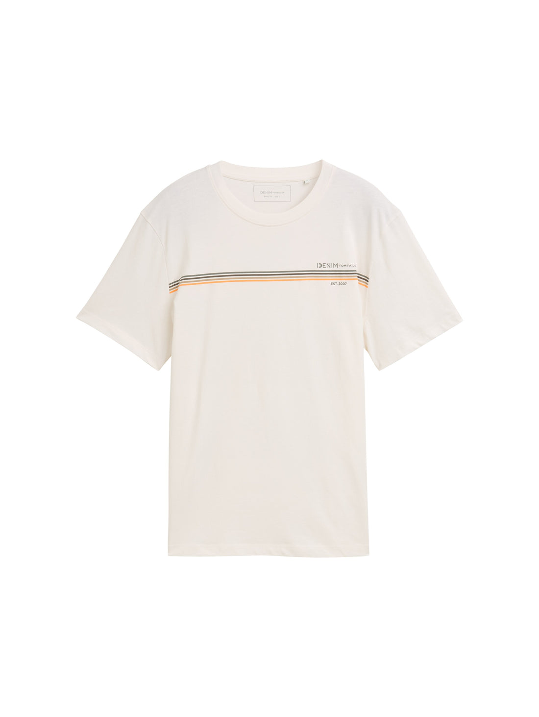 Tom Tailor Denim T-Shirt Erwachsene Männlich Gestreiftes Logo-Print