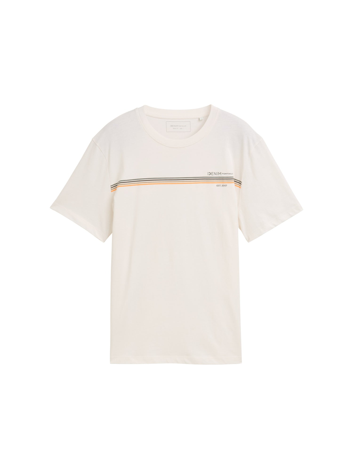 Tom Tailor Denim T-Shirt Erwachsene Männlich Gestreiftes Logo-Print