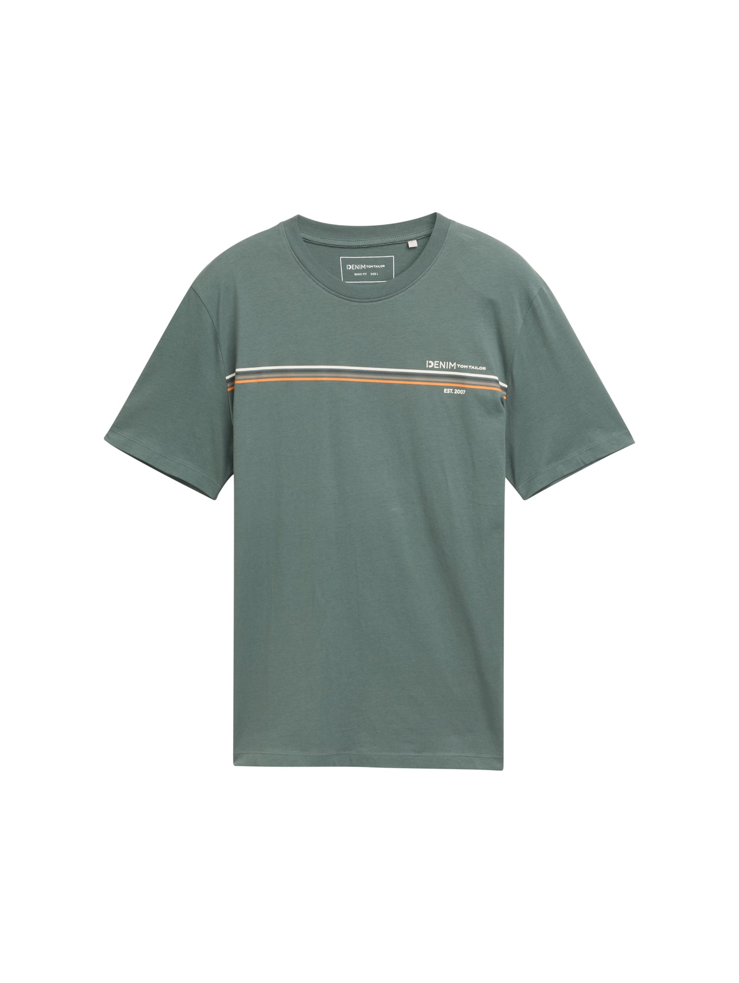 Tom Tailor Denim T-Shirt Erwachsene Männlich Gestreiftes Logo-Print