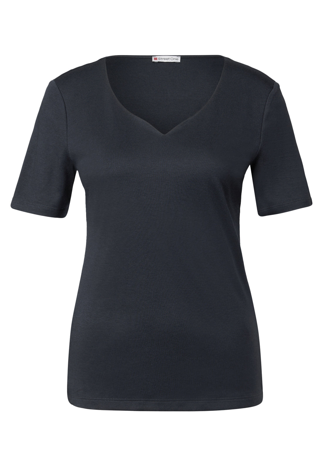 Street One T-Shirt Damen Herzausschnitt Baumwoll-Modalmix