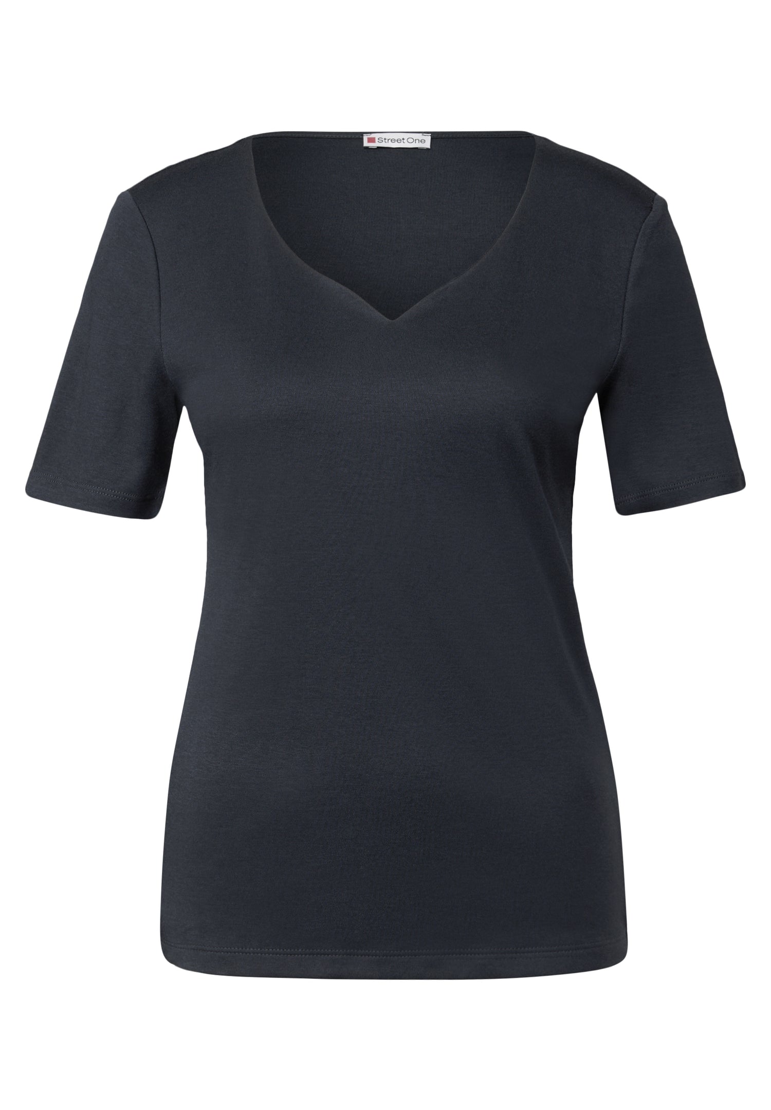 Street One T-Shirt Damen Herzausschnitt Baumwoll-Modalmix