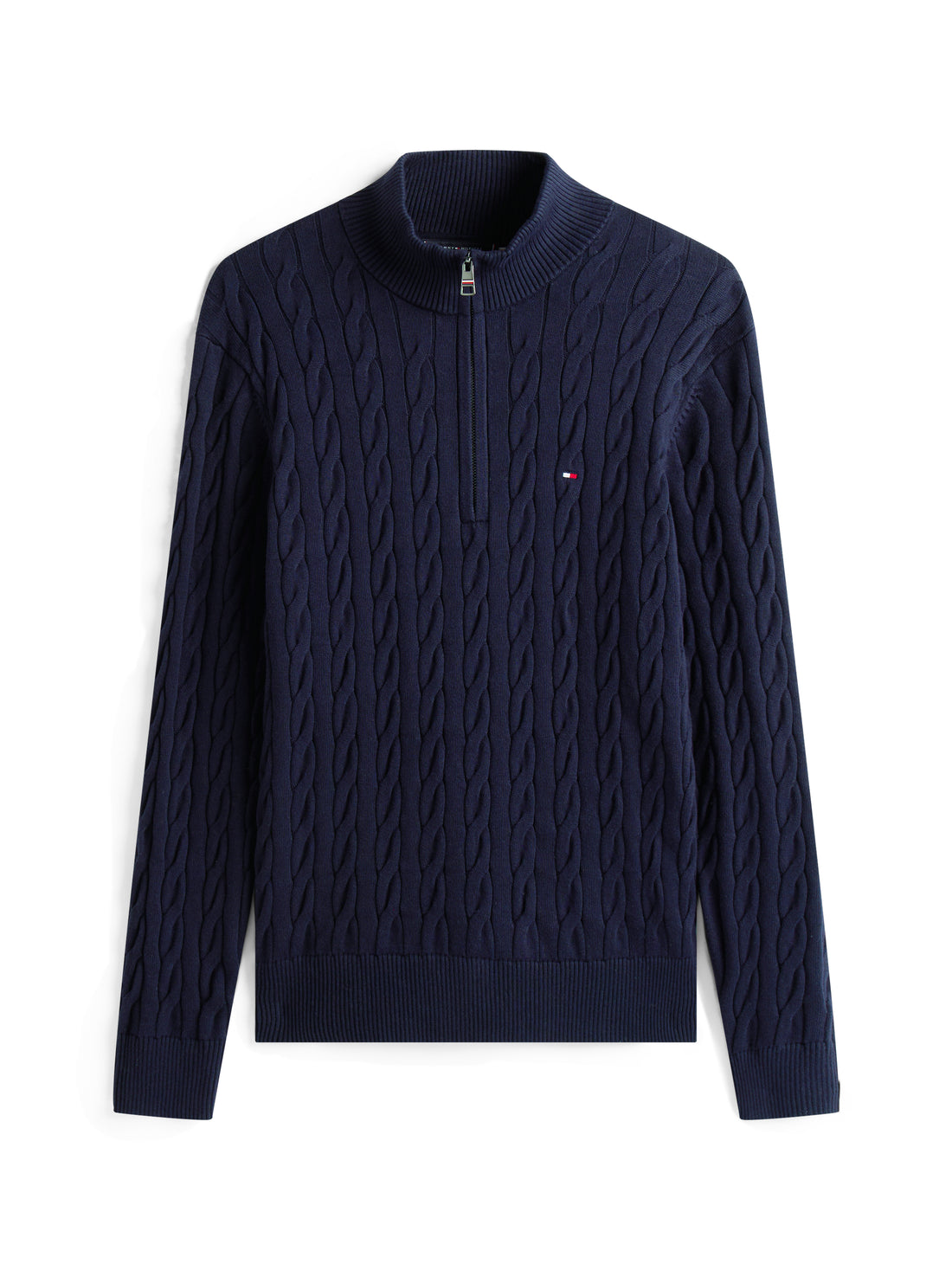 CLASSIC COTTON CABLE ZIP MOCK