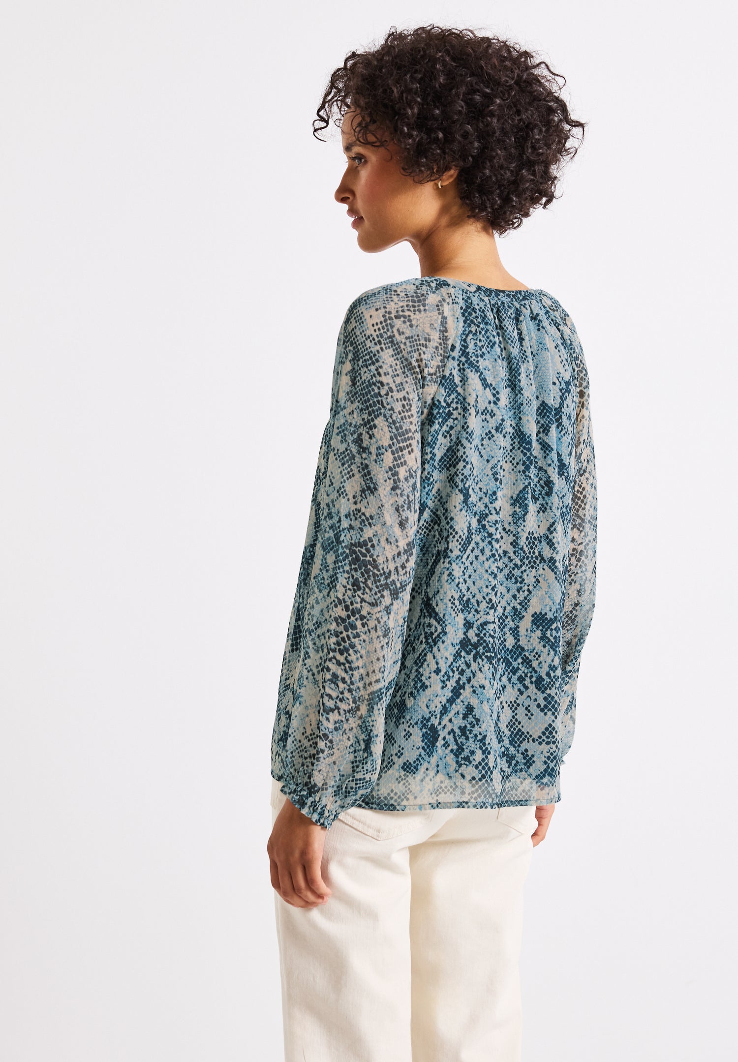 Street One Chiffonbluse Damen Grafisches Muster Leicht Langarm
