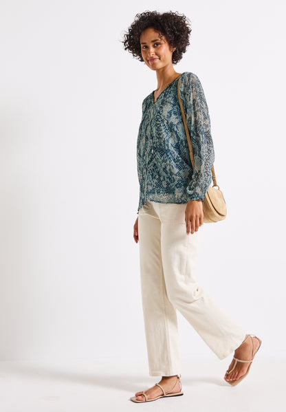 Street One Chiffonbluse Damen Grafisches Muster Leicht Langarm