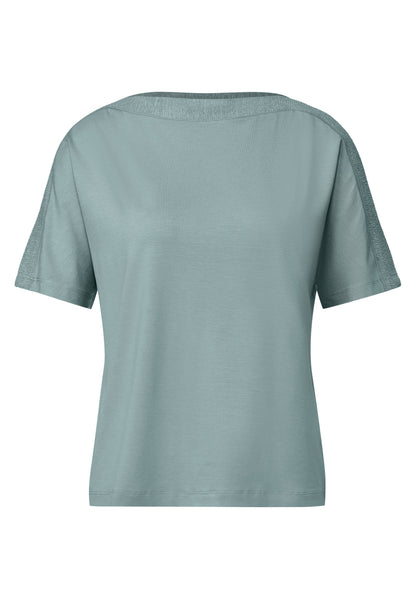 Street One Damen T-Shirt mit U-Boot-Ausschnitt und dropped shoulders