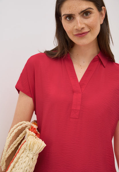 CECIL Strukturkleid Damen Sommerliches Hemdkragen Capsleeve