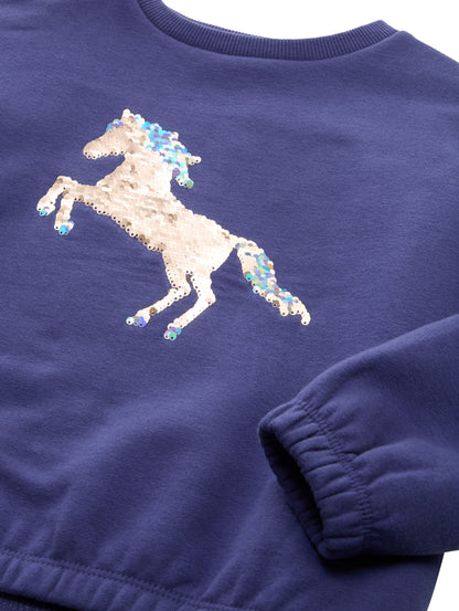 Cropped Sweatshirt mit Wendepailletten