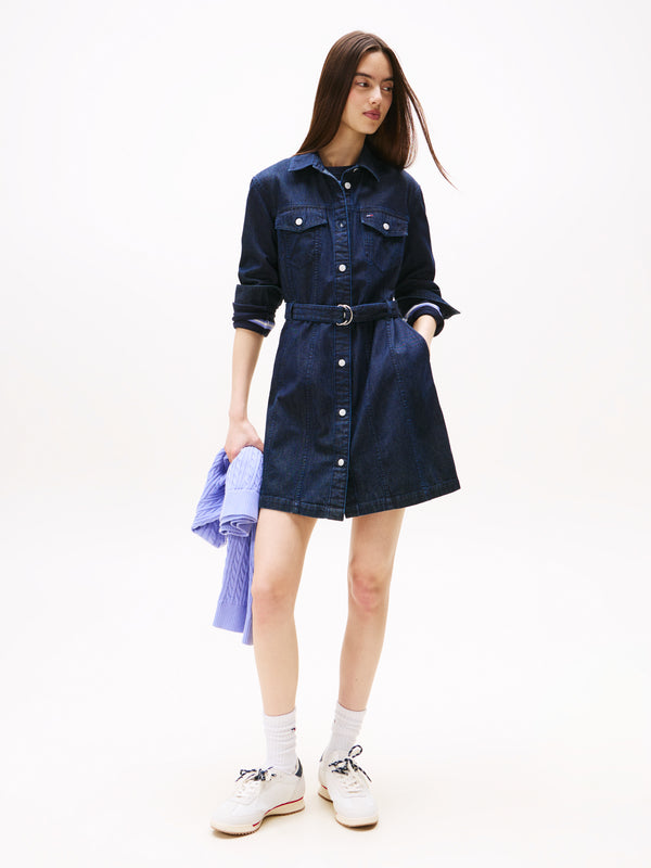 DENIM BELTED DRESS
