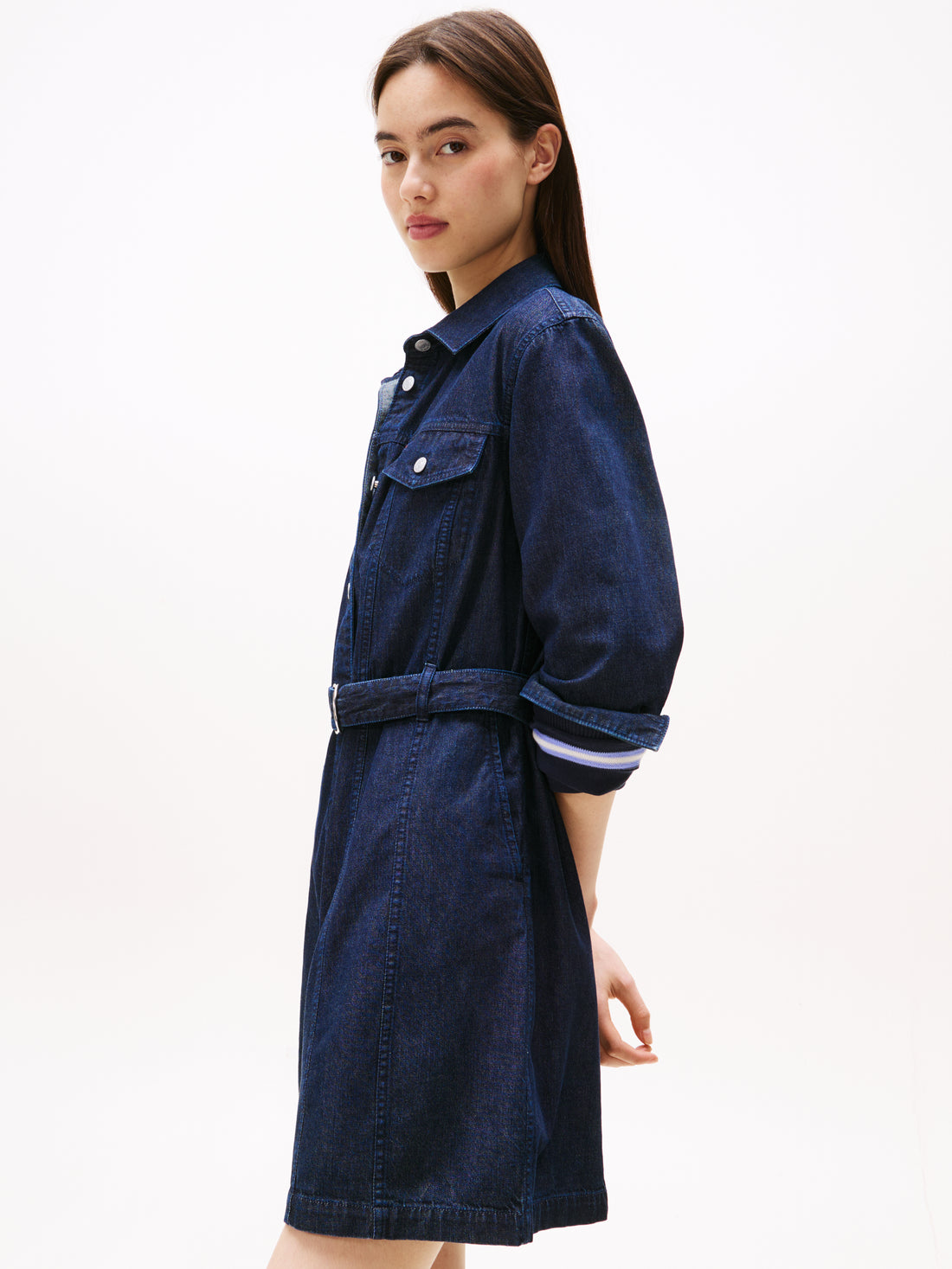 DENIM BELTED DRESS
