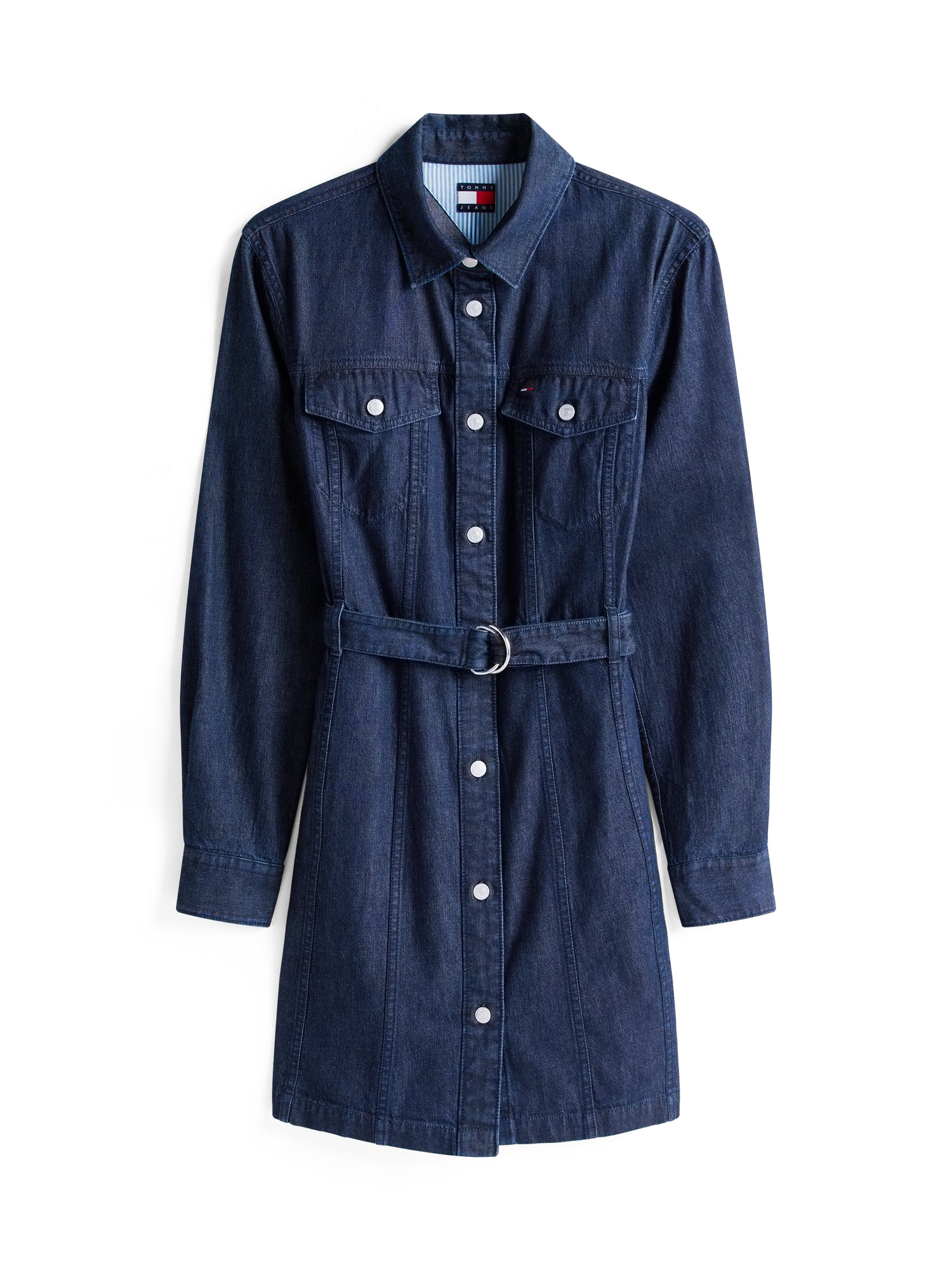 DENIM BELTED DRESS