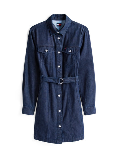 DENIM BELTED DRESS